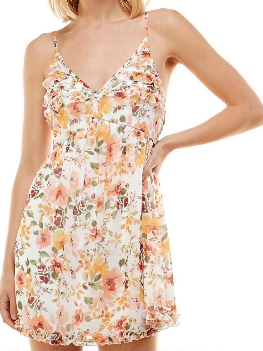 Floral Ruffle Cami Mini Dress TRIXXI size large